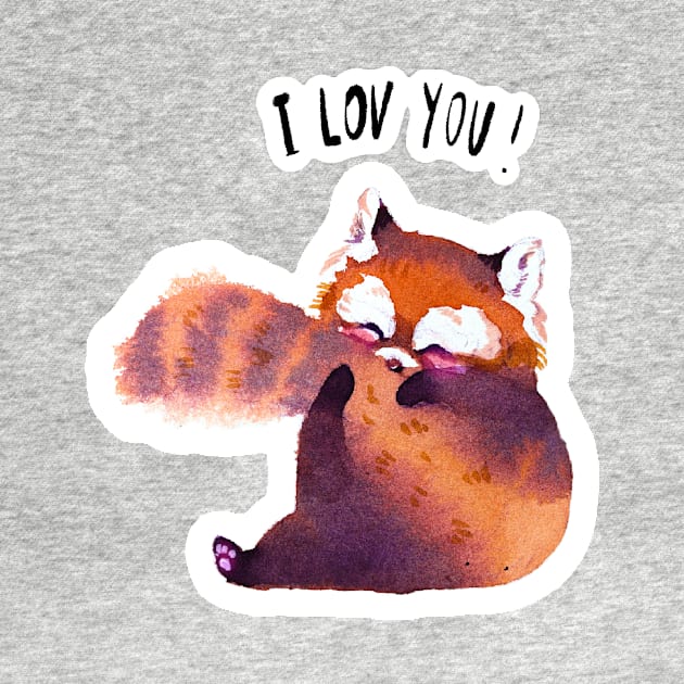 Red Panda loves her tail by DraconesStudio